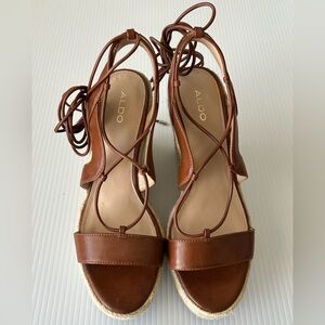 Aldo Oxandra Women's Ghillie Lace-Up Platform Espadrille Wedge, Size 9